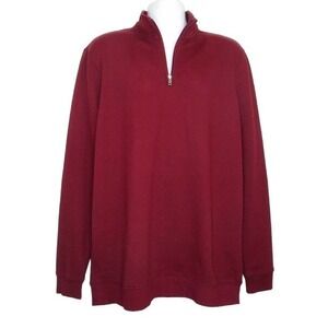 Croft‎ Barrow Sweatshirt Mens L Tall Burgundy Red 1/4 Zip Pullover Extra Soft